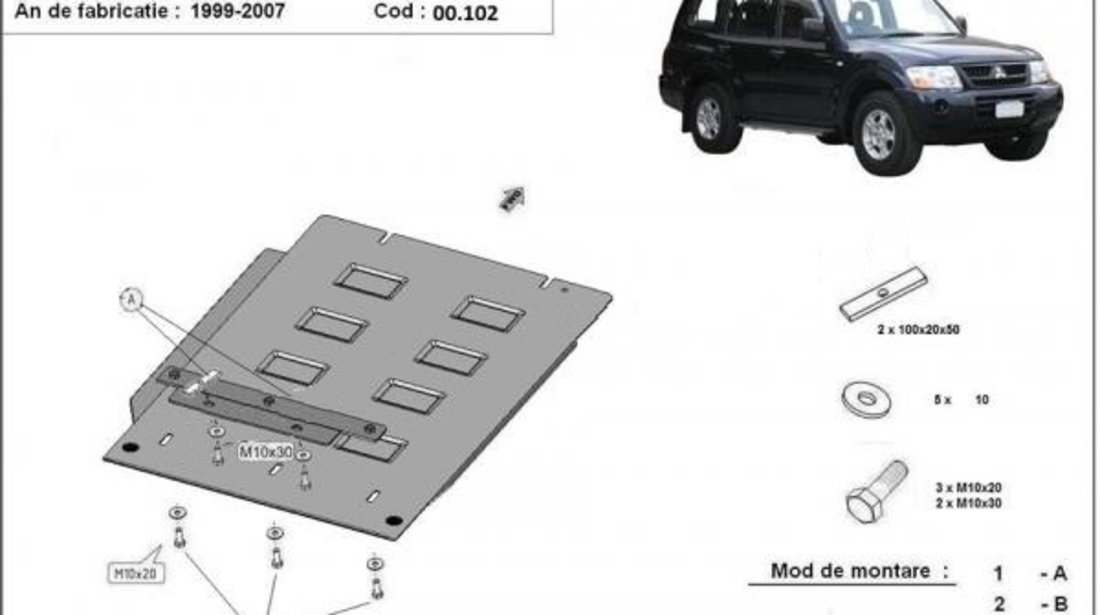 Scut metalic cutie de viteze Mitsubishi Pajero 3 (V60, V70) 1998-2007