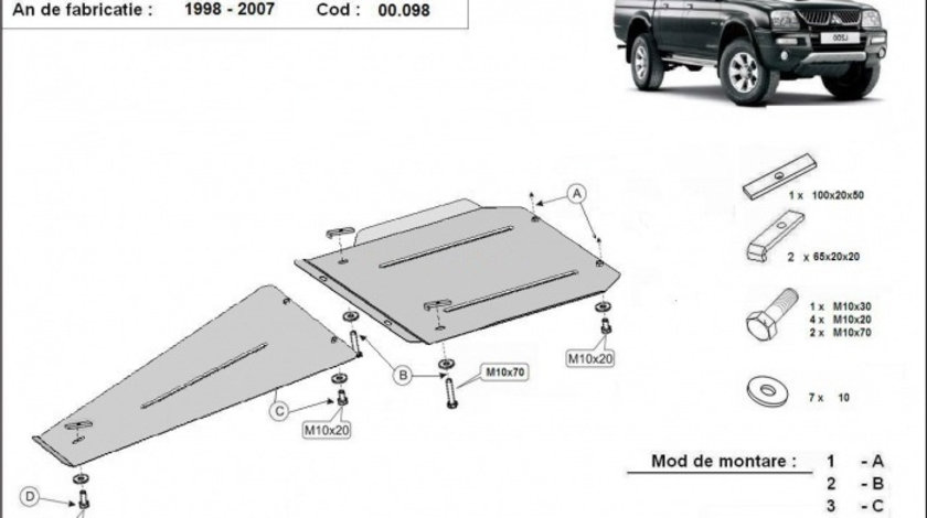 Scut metalic cutie de viteze si diferential Mitsubishi L200 1998-2006