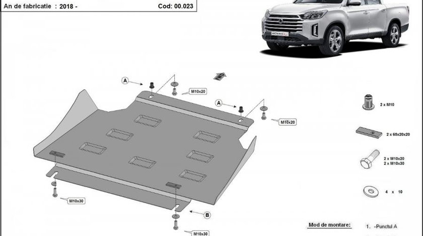 Scut metalic cutie de viteze Ssangyong Musso Grand 2019-prezent