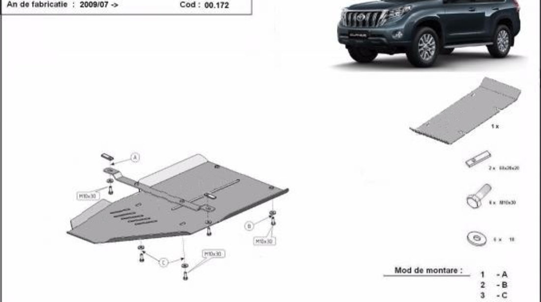 Scut metalic cutie de viteze Toyota Land Cruiser J150/J155 2009-prezent