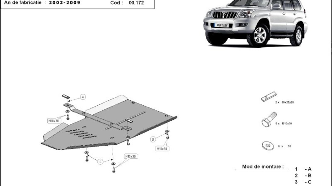 Scut metalic cutie de viteze Toyota Land Cruiser J120 2003-2009