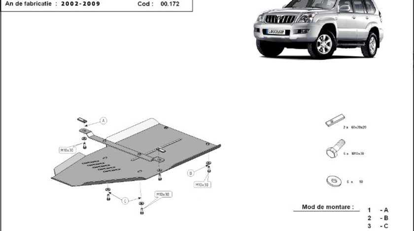 Scut metalic cutie de viteze Toyota Land Cruiser J120 2003-2009