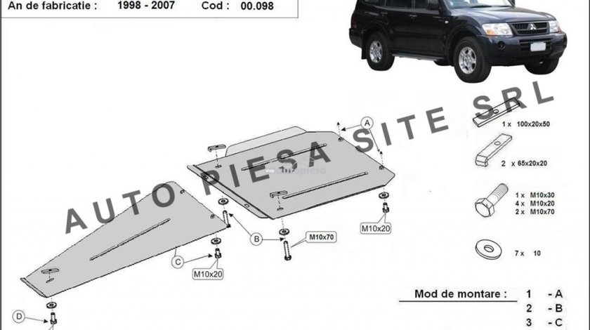 Scut metalic cutie + diferential Mitsubishi Pajero Sport 1 I fabricat in perioada 1998 - 2007 APS-00,098 piesa NOUA