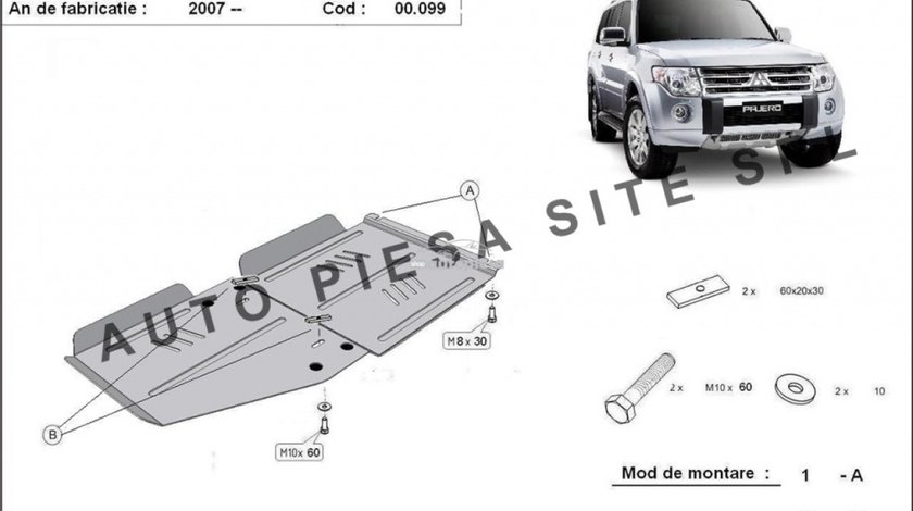 Scut metalic cutie + diferential Mitsubishi Pajero 4 IV fabricat incepand cu 2007 APS-00,099 piesa NOUA