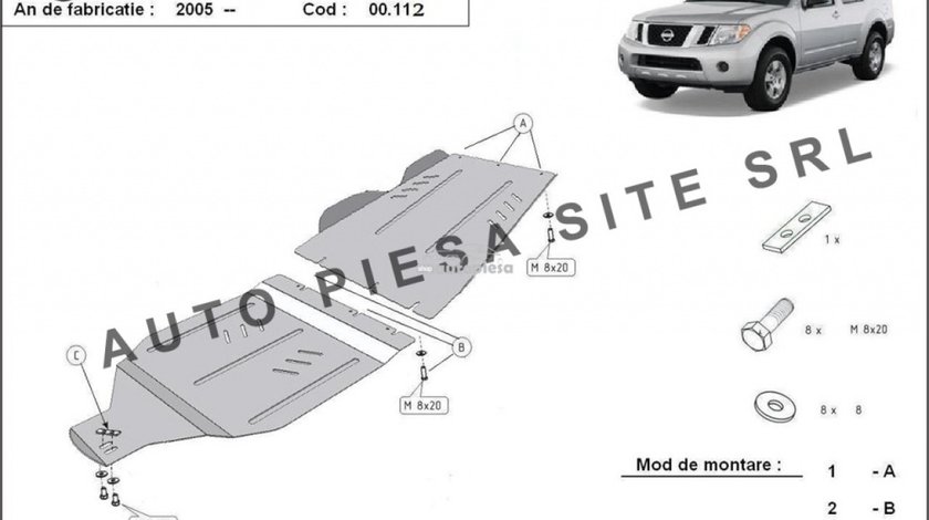 Scut metalic cutie + diferential Nissan Pathfinder fabricat incepand cu 2005 APS-00,112 piesa NOUA