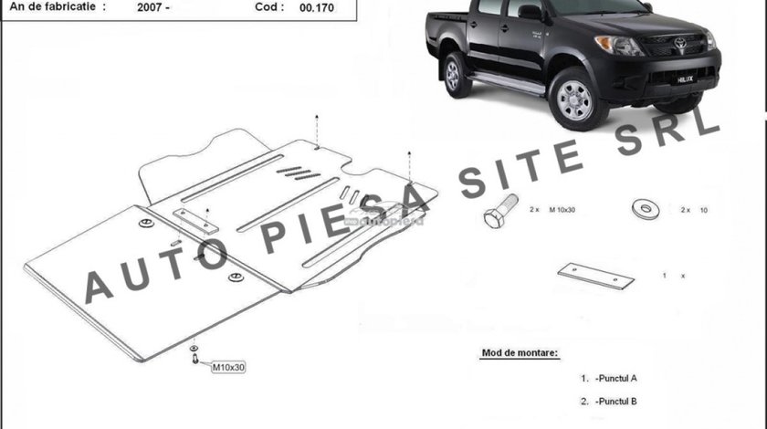 Scut metalic cutie + diferential Toyota Hilux fabricata incepand cu 2007 APS-00,170 piesa NOUA