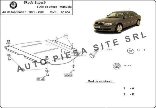 Scut metalic cutie manuala Skoda Superb fabricata in perioada 2001 - 2008 APS-00,004 piesa NOUA