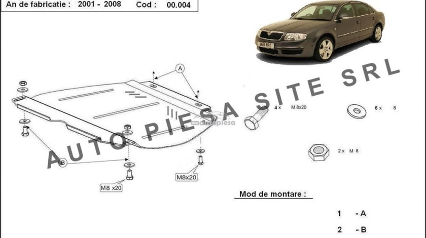 Scut metalic cutie manuala Skoda Superb fabricata in perioada 2001 - 2008 APS-00,004 piesa NOUA