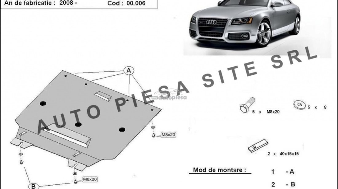 Scut metalic cutie viteze Audi A5 fabricat incepand cu 2007 APS-00,006 piesa NOUA