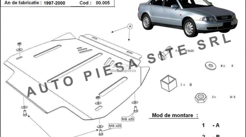 Scut metalic cutie viteze automata Audi A4 B5 (4 cilindrii) fabricat in perioada 1995 - 2001 APS-00,005 piesa NOUA