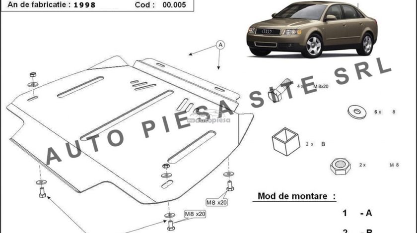 Scut metalic cutie viteze automata Audi A4 B6 (4 cilindrii) fabricat in perioada 2001 - 2005 APS-00,005 piesa NOUA