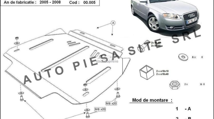 Scut metalic cutie viteze automata Audi A4 B7 (4 cilindrii) fabricat in perioada 2005 - 2008 APS-00,005 piesa NOUA