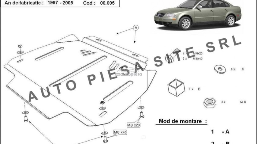 Scut metalic cutie viteze automata VW Passat (3B3, 3B6) fabricat in perioada 2001 - 2005 APS-00,005 piesa NOUA