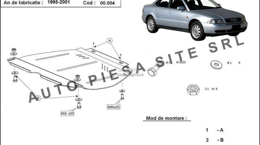 Scut metalic cutie viteze manuala Audi A4 B5 (4 cilindrii) fabricat in perioada 1995 - 2001 APS-00,004 piesa NOUA