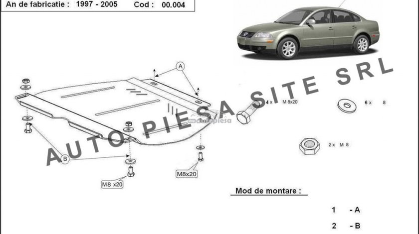 Scut metalic cutie viteze manuala VW Passat (3B3, 3B6) fabricat in perioada 2001 - 2005 APS-00,004 produs NOU