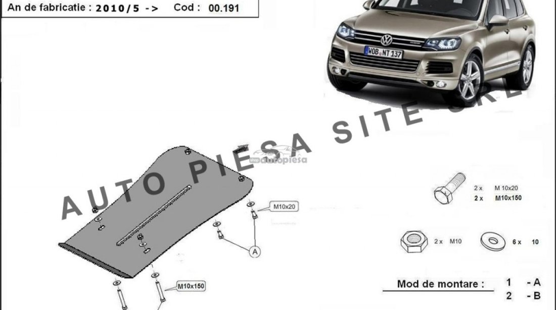 Scut metalic cutie viteze VW Touareg fabricat incepand cu 2010 APS-00,191 piesa NOUA