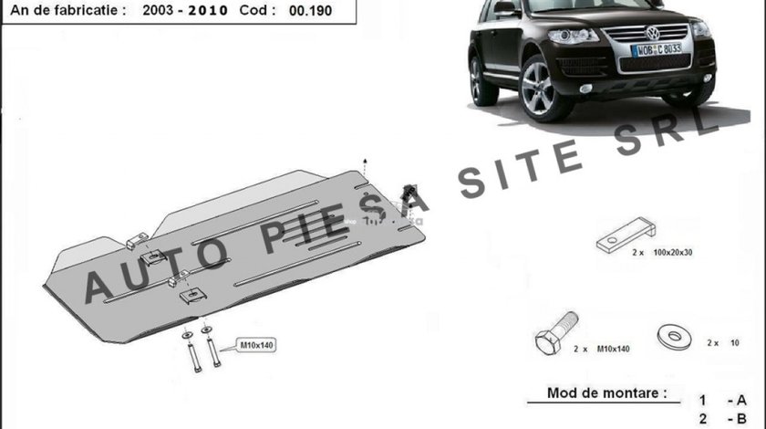 Scut metalic cutie viteze VW Touareg R5 3.2 V6 / 2.5 TDI / 3.0 TDI fabricat in perioada 2003 - 2010 APS-00,190 piesa NOUA