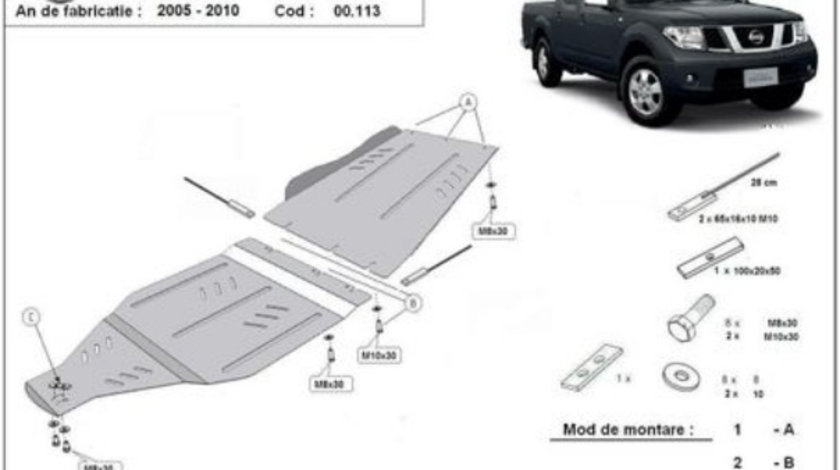 Scut metalic diferential si cutie de viteze Nissan Navara D40 2005-2016