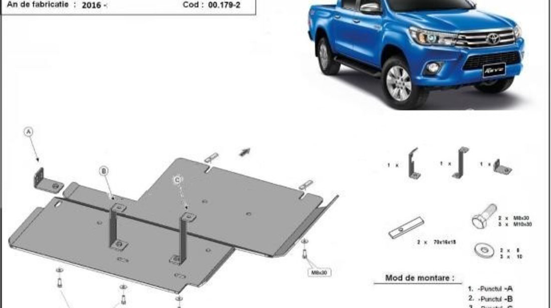 Scut metalic diferential si reductor Toyota Hilux Revo 2016-2021