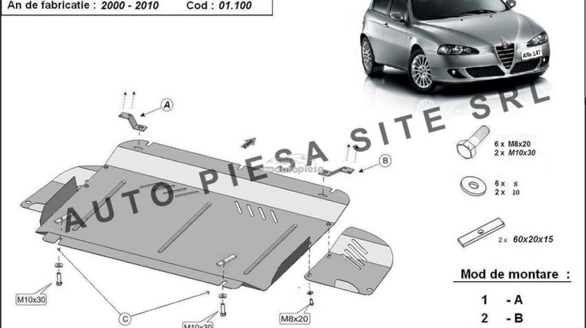 Scut metalic motor Alfa Romeo 147 fabricat in perioada 2000 - 2010 APS-01,100 piesa NOUA