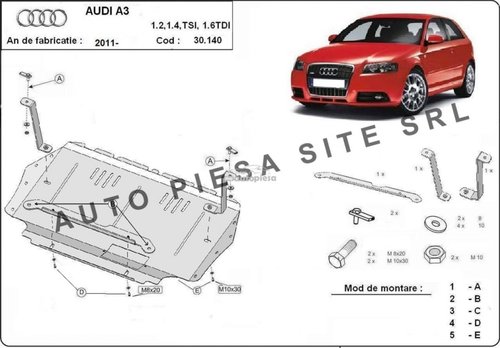 Scut metalic motor Audi A3 8P1 1.2 / 1.4 / 1.6 tdi fabricat incepand cu 2008 (cutie manuala) APS-30,...