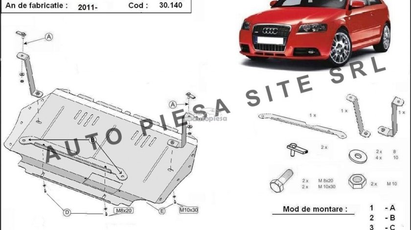 Scut metalic motor Audi A3 8P1 1.2 / 1.4 / 1.6 tdi fabricat incepand cu 2008 (cutie manuala) APS-30,140 piesa NOUA