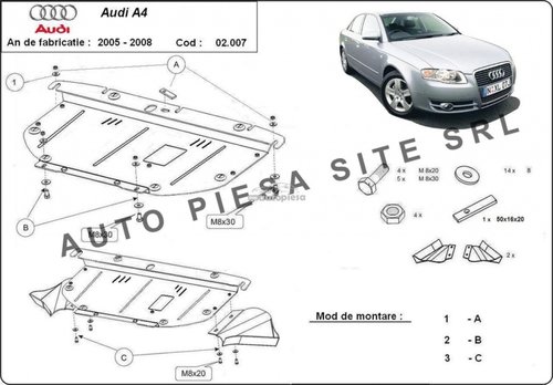 Scut metalic motor Audi A4 B7 (4 cilindrii) fabricat in perioada 2005 - 2008 APS-02,007 piesa NOUA