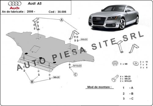 Scut metalic motor Audi A5 fabricat incepand cu 2007 APS-30,006 piesa NOUA