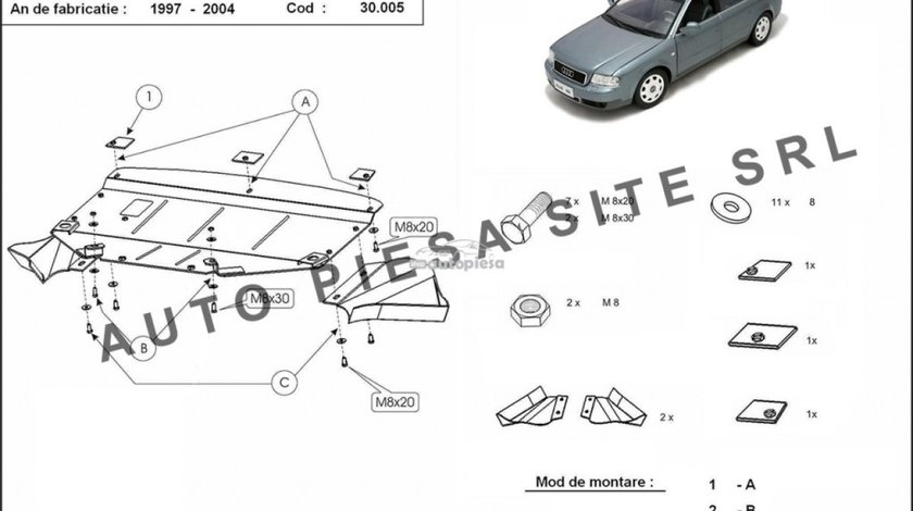 Scut metalic motor Audi A6 C5 (4 cilindrii) fabricat in perioada 1997 - 2004 APS-30,005 piesa NOUA