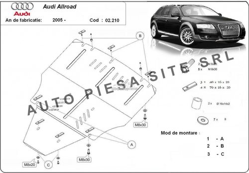Scut metalic motor Audi A6 C6 Allroad fabricat in perioada 2006 - 2011 (fara laterale) APS-02,210 pi...