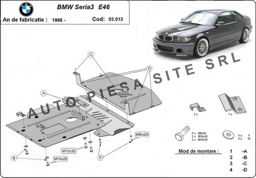 Scut metalic motor BMW Seria 3 E46 fabricat in perioada 1998 - 2004 APS-03,013 piesa NOUA