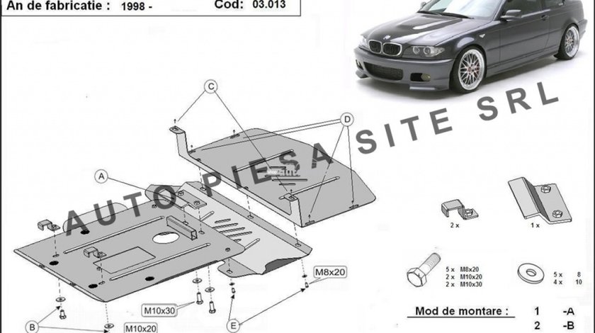 Scut metalic motor BMW Seria 3 E46 fabricat in perioada 1998 - 2004 APS-03,013 piesa NOUA