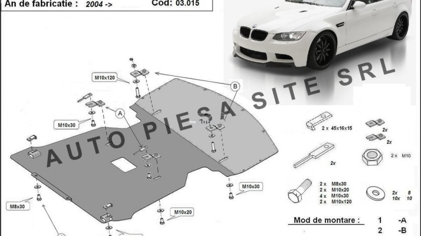 Scut metalic motor BMW Seria 3 E90 / E91 fabricat in perioada 2004 - 2011 APS-03,015 produs NOU