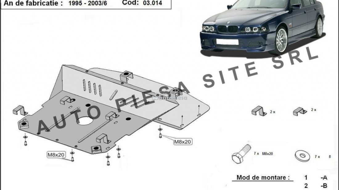 Scut metalic motor BMW Seria 5 E39 fabricat in perioada 1995 - 2003 APS-03,014 piesa NOUA