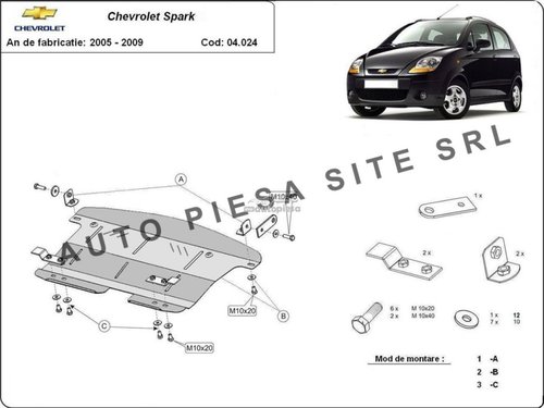Scut metalic motor Chevrolet Spark fabricat in perioada 2005 - 2009 APS-04,024 piesa NOUA