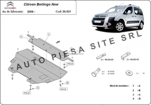 Scut metalic motor Citroen Berlingo fabricat incepand cu 2008 APS-30,031 piesa NOUA