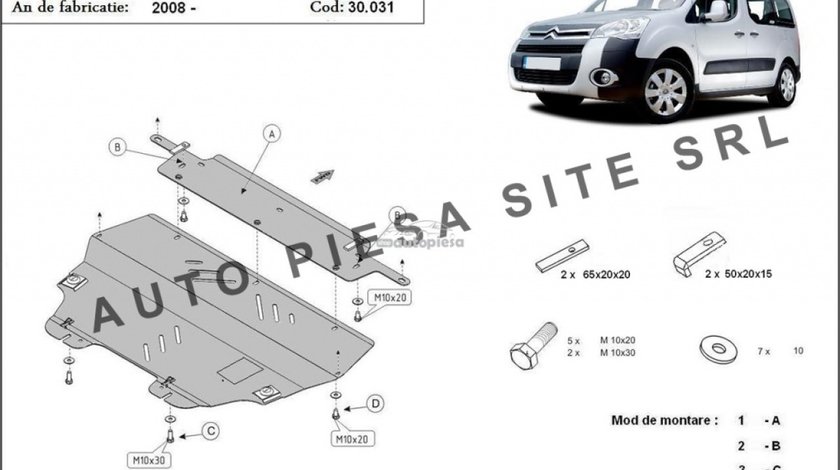 Scut metalic motor Citroen Berlingo fabricat incepand cu 2008 APS-30,031 produs NOU