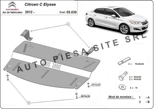 Scut metalic motor Citroen C-Elysee fabricat incepand cu 2012 APS-05,030 piesa NOUA