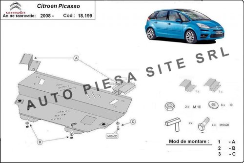 Scut metalic motor Citroen C4 Picasso fabricat incepand cu 2008 APS-18,199 piesa NOUA