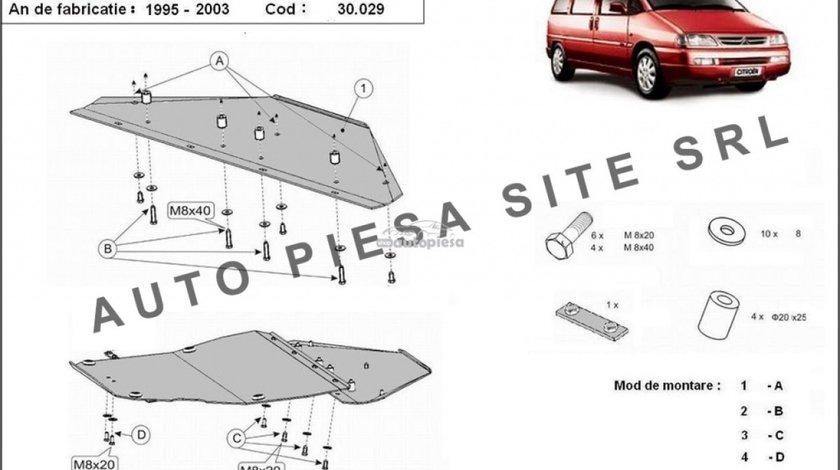 Scut metalic motor Citroen Evasion fabricat in perioada 1995 - 2003 APS-30,029 piesa NOUA