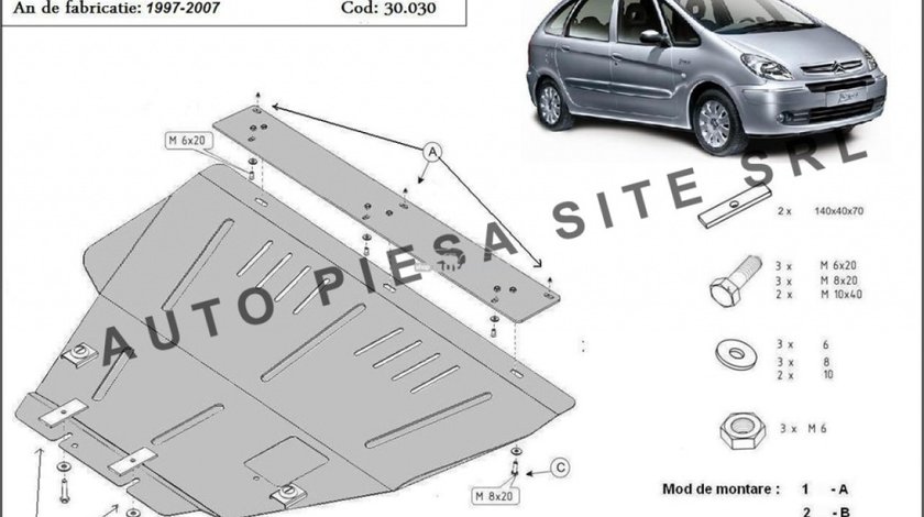 Scut metalic motor Citroen Xsara Picasso fabricat incepand cu 1997 APS-30,030 piesa NOUA