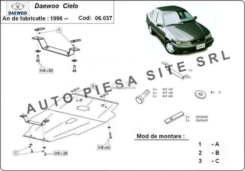 Scut metalic motor Daewoo Cielo fabricata in perioada 1996 - 2002 APS-06,037 piesa NOUA