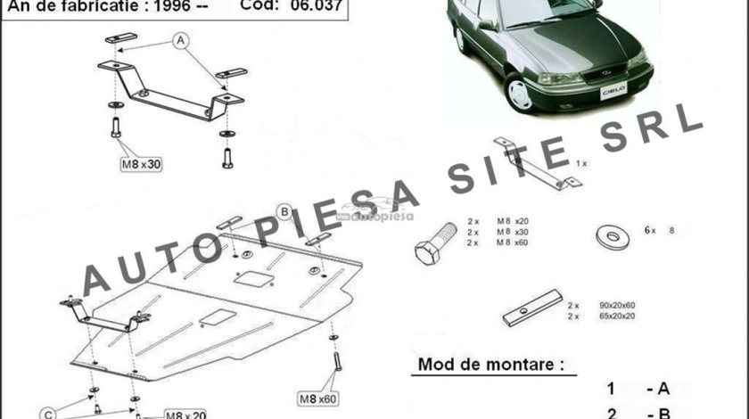 Scut metalic motor Daewoo Cielo fabricata in perioada 1996 - 2002 APS-06,037 piesa NOUA