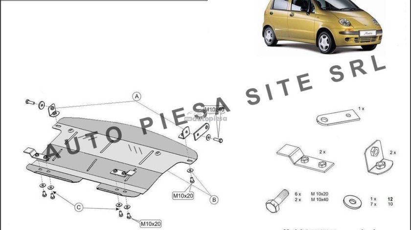 Scut metalic motor Daewoo Matiz fabricata incepand cu 1998 APS-04,024 piesa NOUA