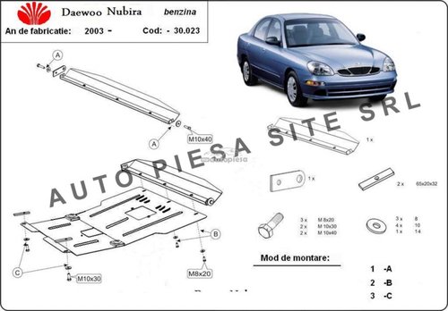 Scut metalic motor Daewoo Nubira fabricata incepand cu 2003 APS-30,023 piesa NOUA