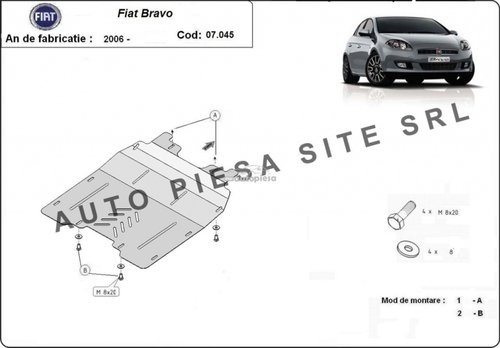 Scut metalic motor Fiat Bravo fabricat incepand cu 2006 APS-07,045 piesa NOUA