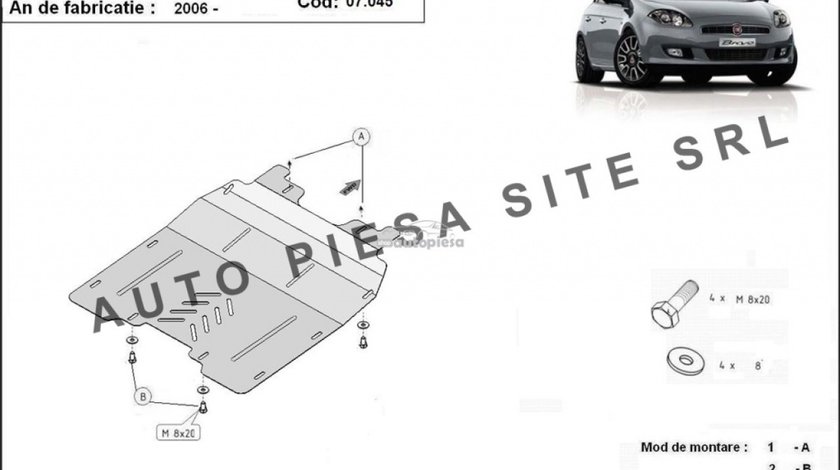 Scut metalic motor Fiat Bravo fabricat incepand cu 2006 APS-07,045 piesa NOUA