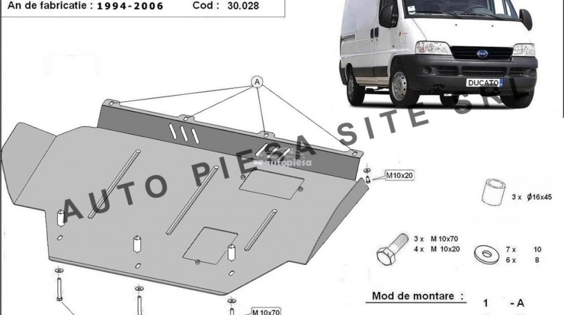 Scut metalic motor Fiat Ducato (230 / 244) fabricat in perioada 1994 - 2006 APS-30,028 piesa NOUA