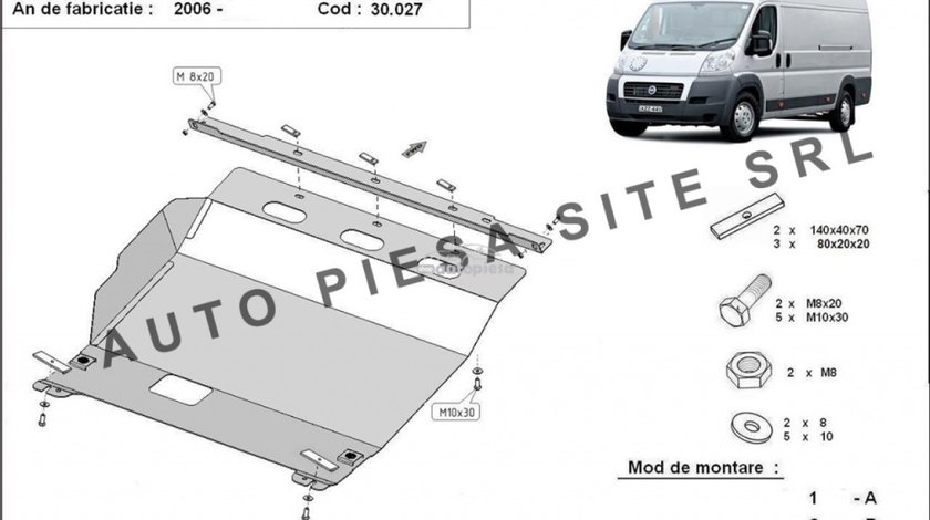 Scut metalic motor Fiat Ducato (250) fabricat incepand cu 2006 APS-30,027 piesa NOUA