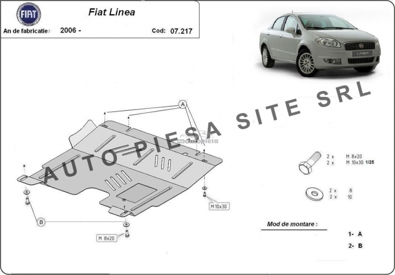 Scut metalic motor Fiat Linea fabricat incepand cu 2006 APS-07,217 piesa NOUA